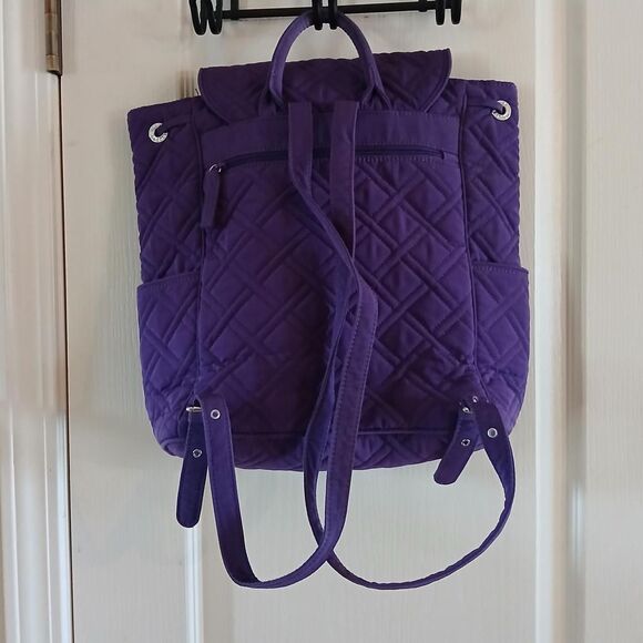 Vera Bradley Original Drawstring Backpack Elderberry Purple Quilted Cotton main image 7
